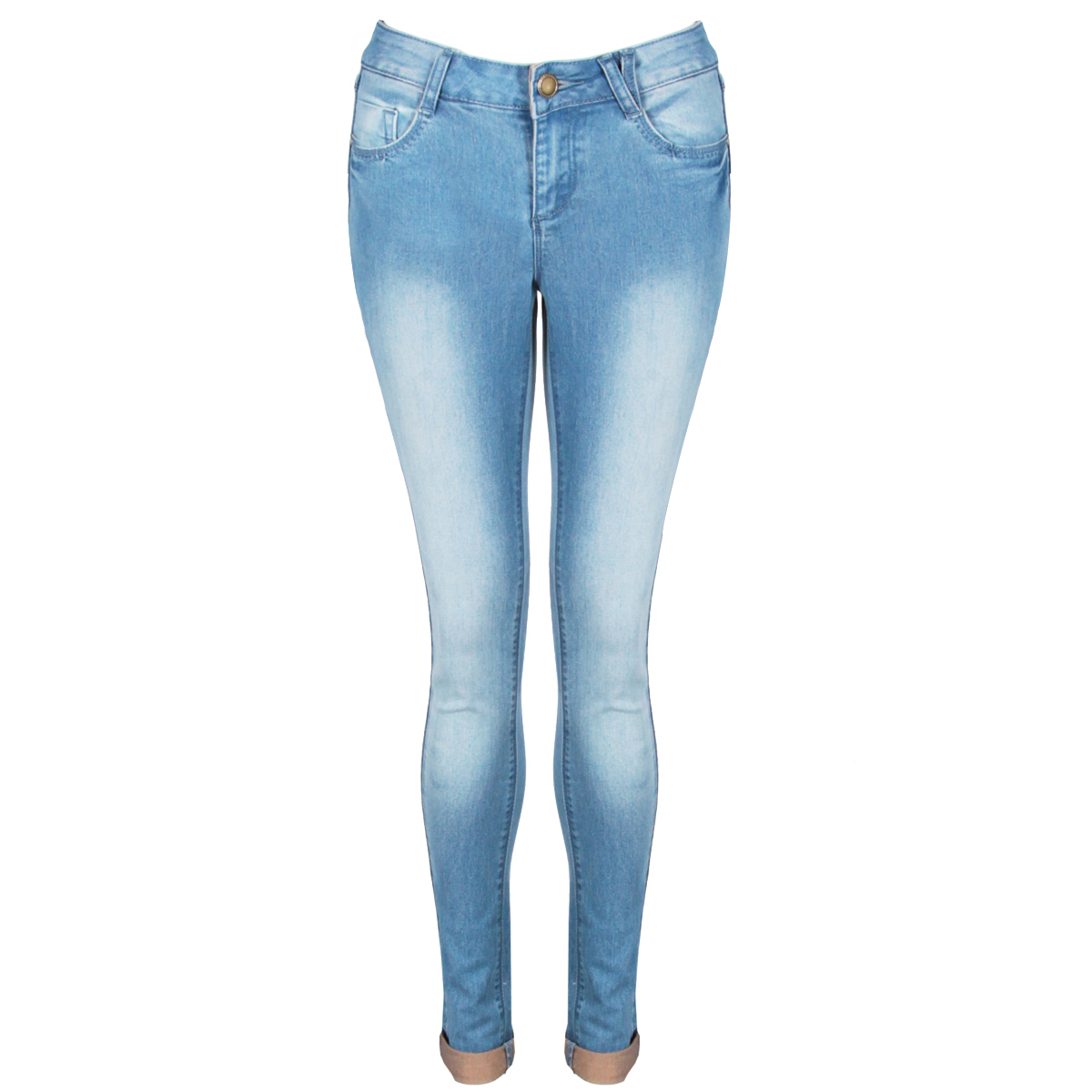 Blue Faded Skinny Turn Up Jeans Preview